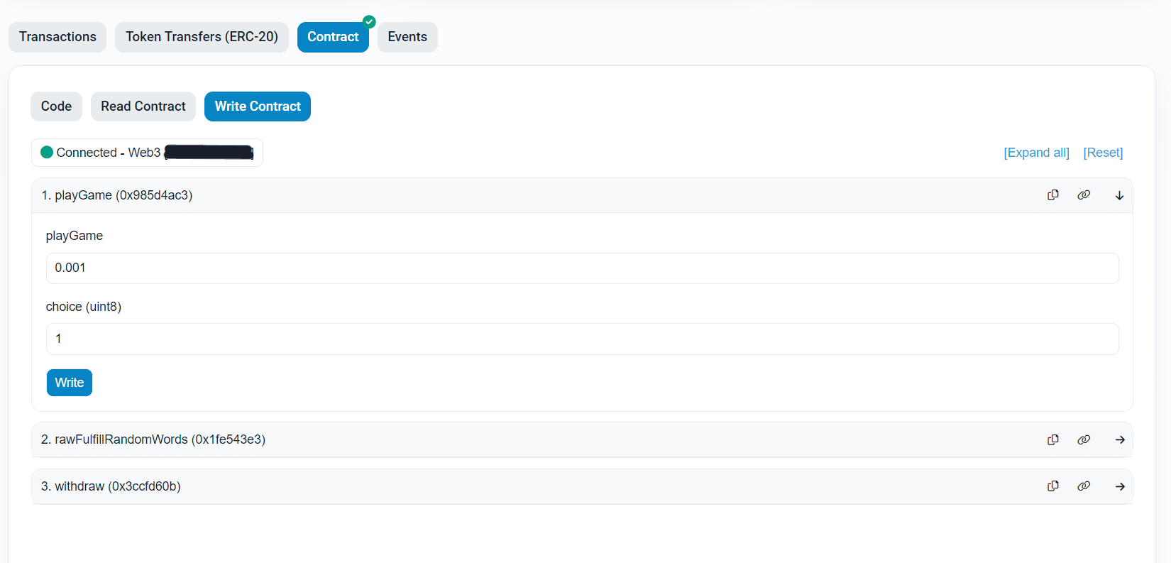 etherscan playGame